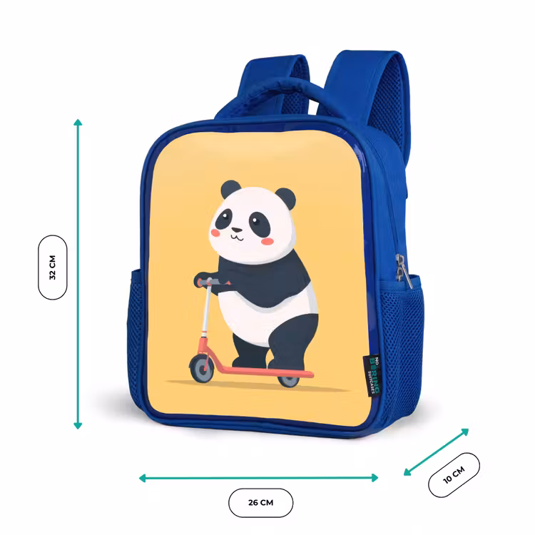 Panda - Step - Geel Kinderrugzak - Blauw middel -productfoto_formaten