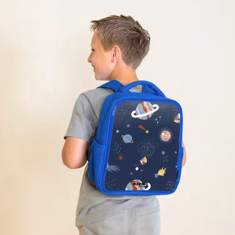 Planeten in de hemel Kinderrugzak - Blauw middel -sfeer2