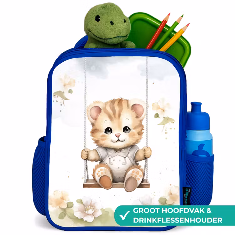 Beer - Baby - Dier - Kinderen Kinderrugzak - Blauw middel -inhoud_NL
