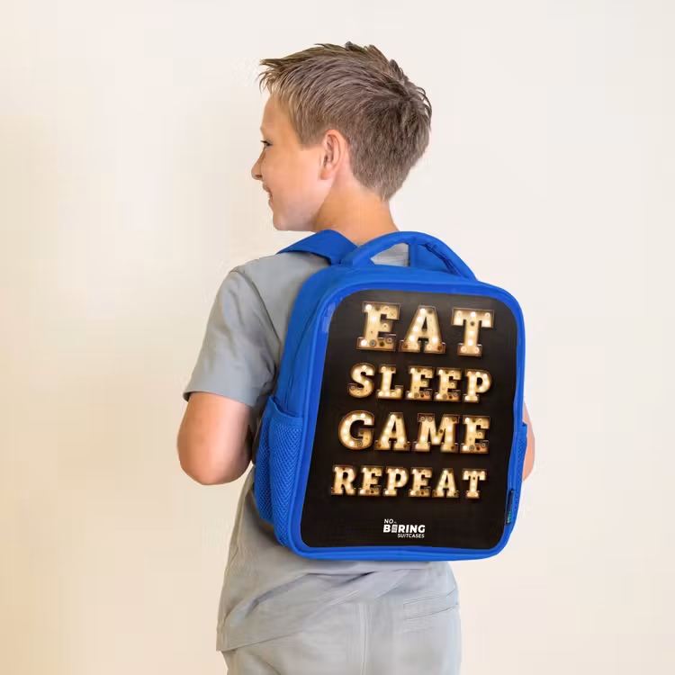 Qoute met licht Kinderrugzak - Blauw middel -sfeer2