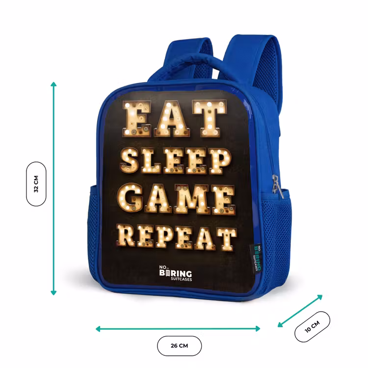 Qoute met licht Kinderrugzak - Blauw middel -productfoto_formaten