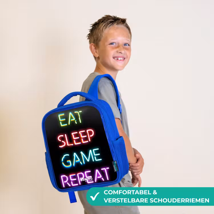 Qoute met neon lichten Kinderrugzak - Blauw middel -sfeer3_NL