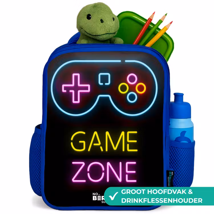 Qoute met neonkleuren Kinderrugzak - Blauw middel -inhoud_NL