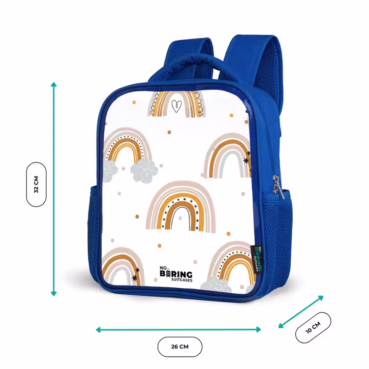 Regenbogen patroon in zachte kleuren Kinderrugzak - Blauw middel -productfoto_formaten
