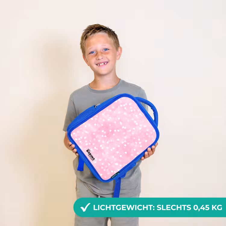Roze glitter hartjes Kinderrugzak - Blauw middel -sfeer1_NL