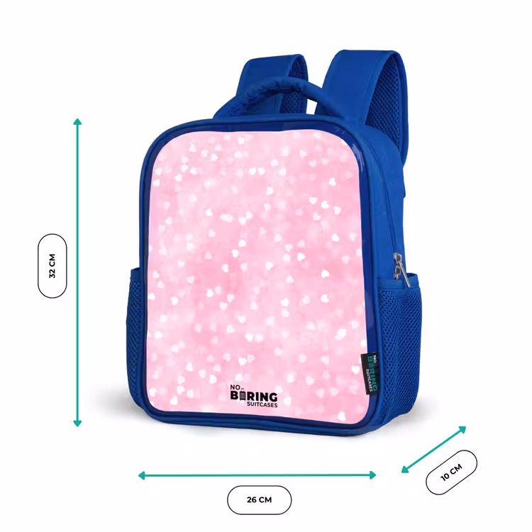 Roze glitter hartjes Kinderrugzak - Blauw middel -productfoto_formaten
