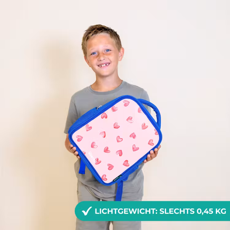 Roze hartjes Kinderrugzak - Blauw middel -sfeer1_NL