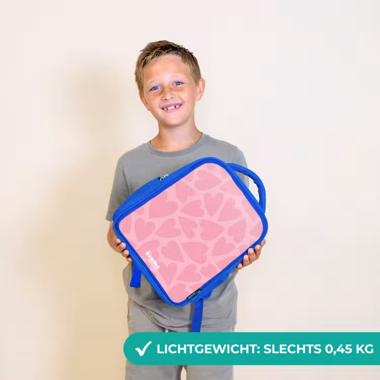 Roze hartjes patroon Kinderrugzak - Blauw middel -sfeer1_NL