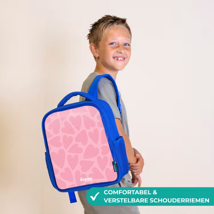 Roze hartjes patroon Kinderrugzak - Blauw middel -sfeer3_NL