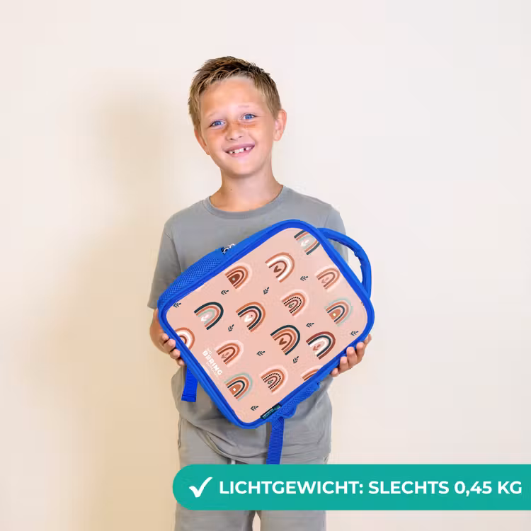 Roze regenbogen patroon Kinderrugzak - Blauw middel -sfeer1_NL