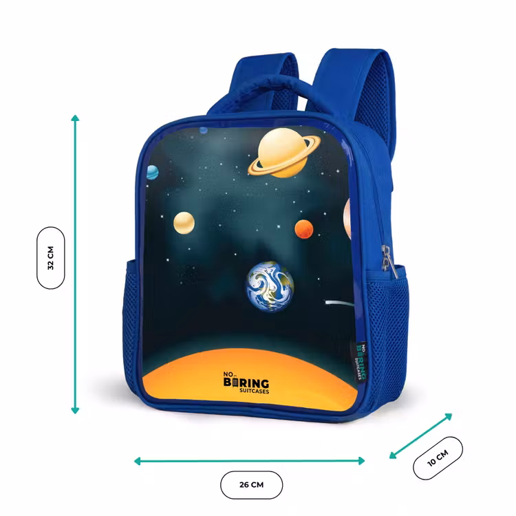 Ruimte met planeten Kinderrugzak - Blauw middel -productfoto_formaten
