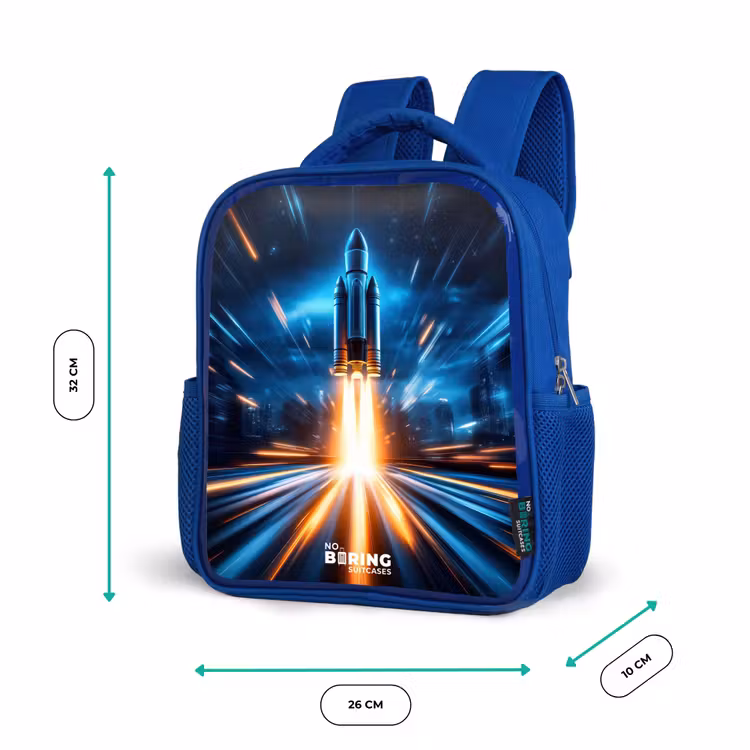 Ruimteraket stijgt op in nachtelijk lichtspektakel Kinderrugzak - Blauw middel -productfoto_formaten