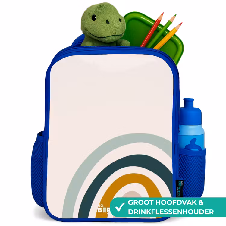 Ruwe regenboog aqua Kinderrugzak - Blauw middel -inhoud_NL