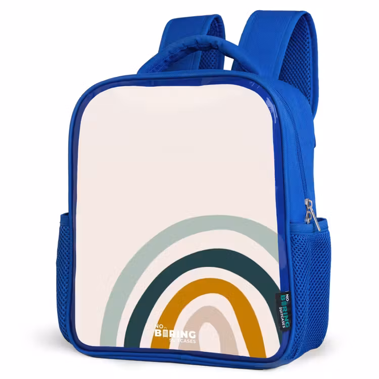 Ruwe regenboog aqua Kinderrugzak - Blauw middel -schuin