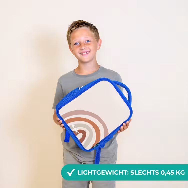 Ruwe regenboog naturel Kinderrugzak - Blauw middel -sfeer1_NL