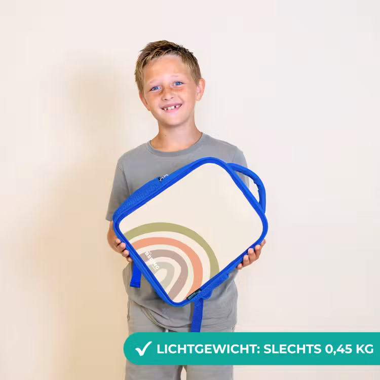 Ruwe regenboog pastel Kinderrugzak - Blauw middel -sfeer1_NL