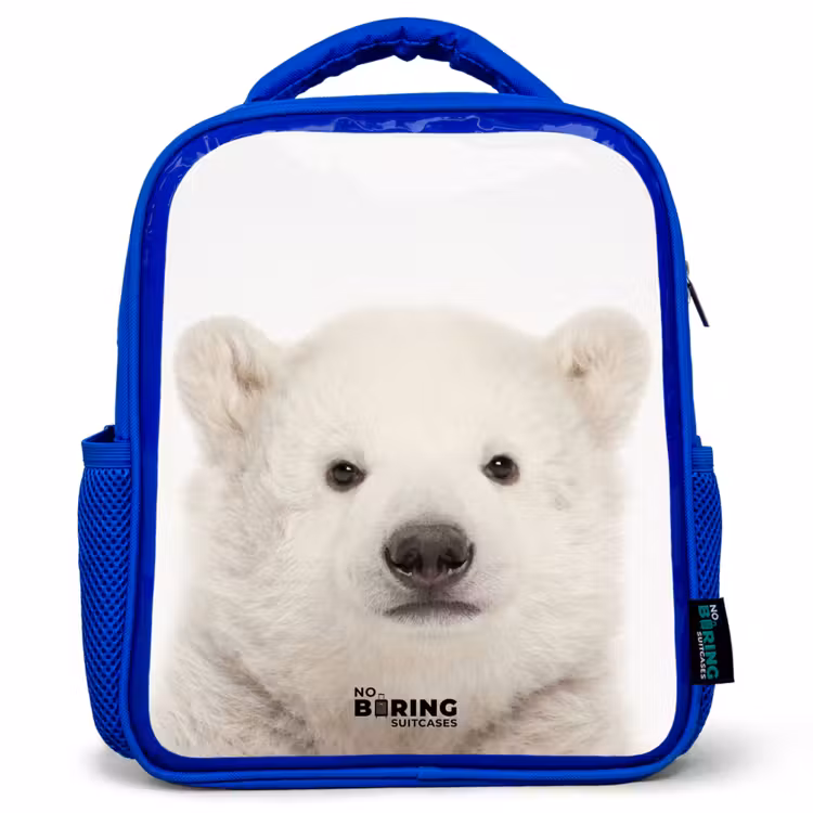 Schattige Ijsbeer Kinderrugzak - Blauw middel -3d
