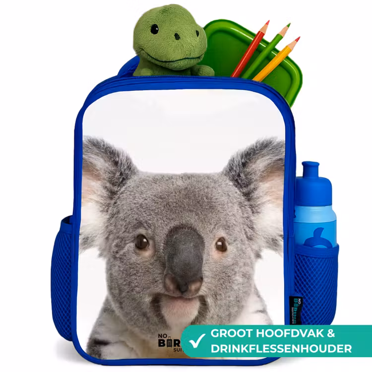 Schattige Koala Beer Kinderrugzak - Blauw middel -inhoud_NL