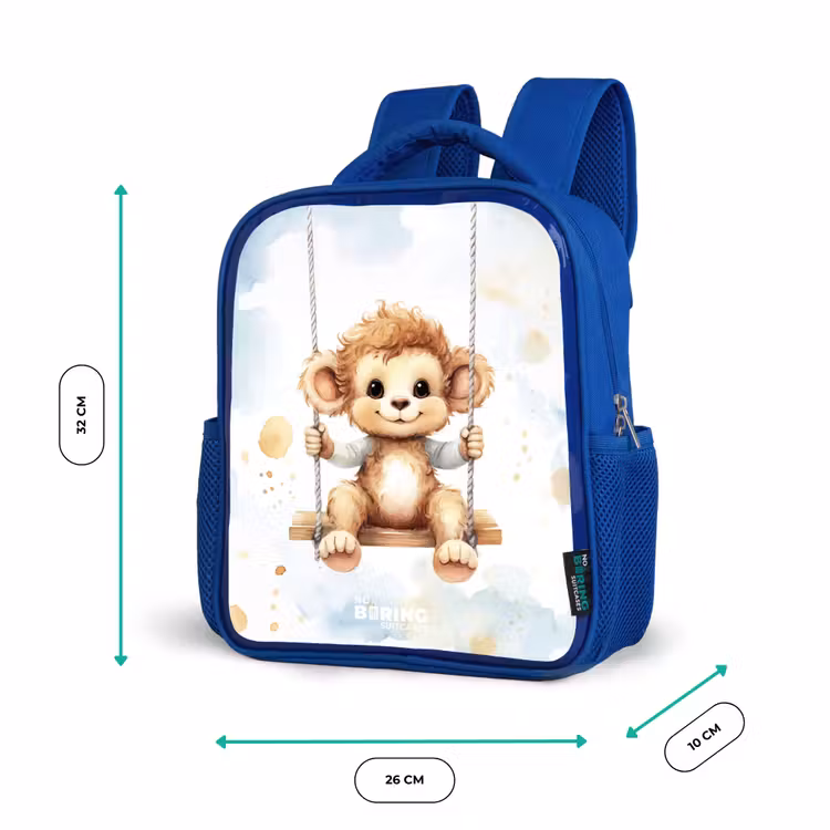 Schommelend aapje van waterverf Kinderrugzak - Blauw middel -productfoto_formaten