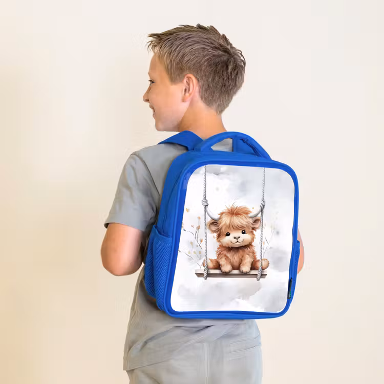 Schotse hooglander - Dier - Kinderen Kinderrugzak - Blauw middel -sfeer2