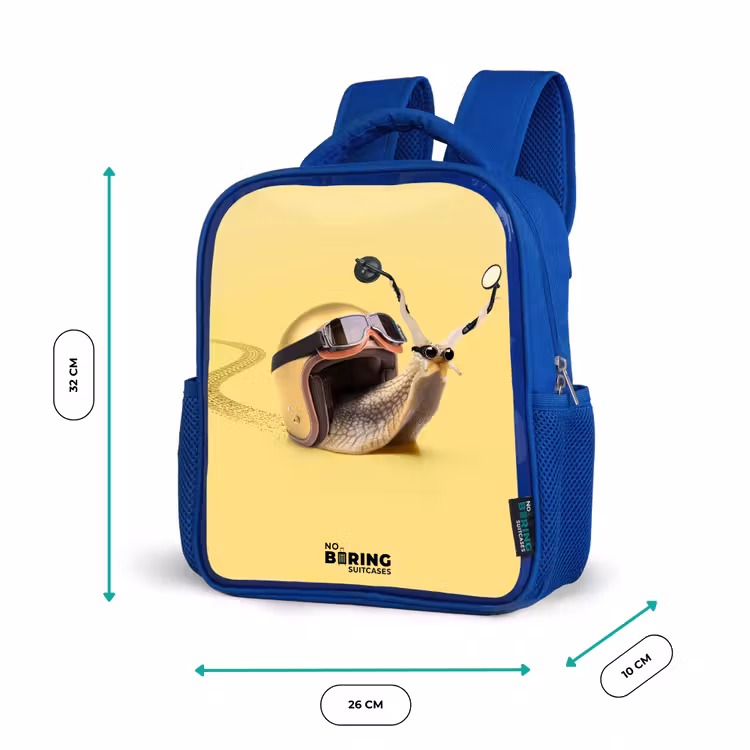 Slak met motorhelm Kinderrugzak - Blauw middel -productfoto_formaten