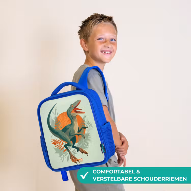 Sluipende jager met bladeren Kinderrugzak - Blauw middel -sfeer3_NL