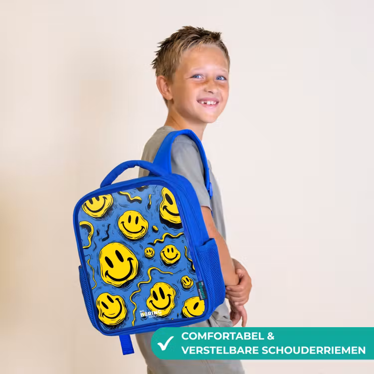 Smiley - Blauw - Geel Kinderrugzak - Blauw middel -sfeer3_NL