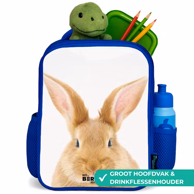 Snuffels met Tevreden Hoofd Kinderrugzak - Blauw middel -inhoud_NL