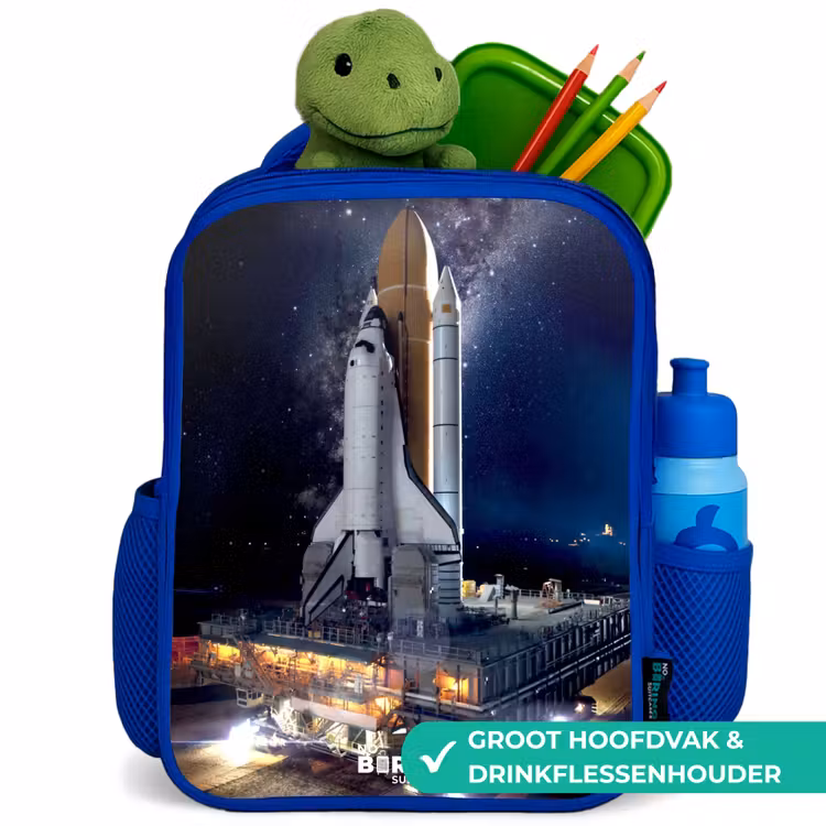Spaceshuttle die kan opstijgen Kinderrugzak - Blauw middel -inhoud_NL