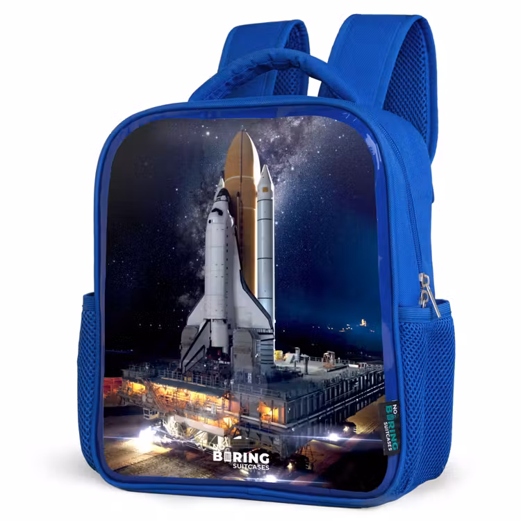 Spaceshuttle die kan opstijgen Kinderrugzak - Blauw middel -schuin