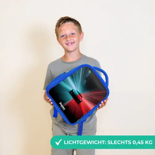 Sportwagen - Lichtstralen - Neon - Blauw Kinderrugzak - Blauw middel -sfeer1_NL