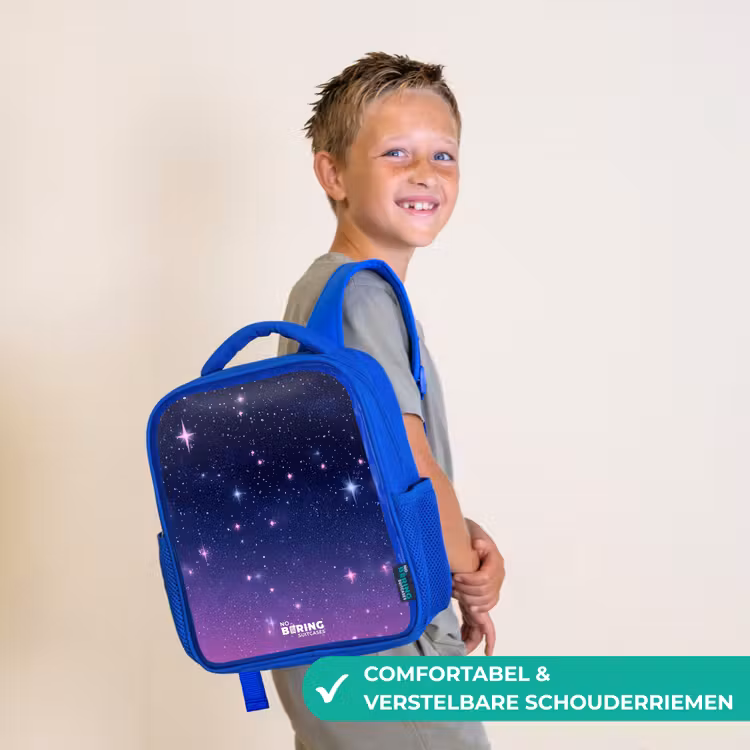 Sterren - Galaxy - Blauw - Roze Kinderrugzak - Blauw middel -sfeer3_NL