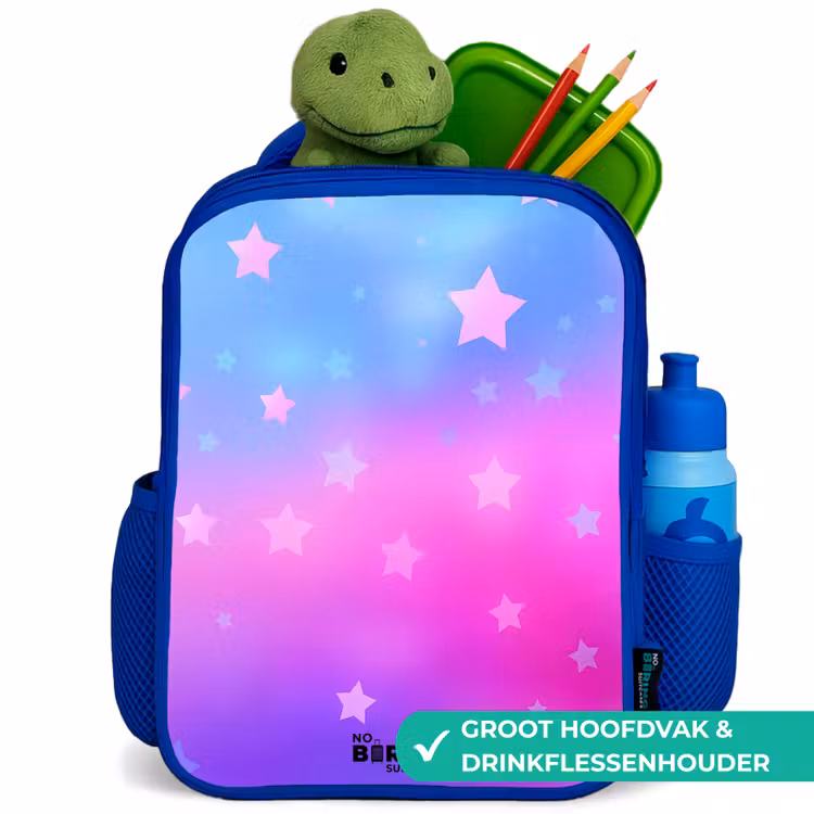 Sterren - Roze - Blauw Kinderrugzak - Blauw middel -inhoud_NL
