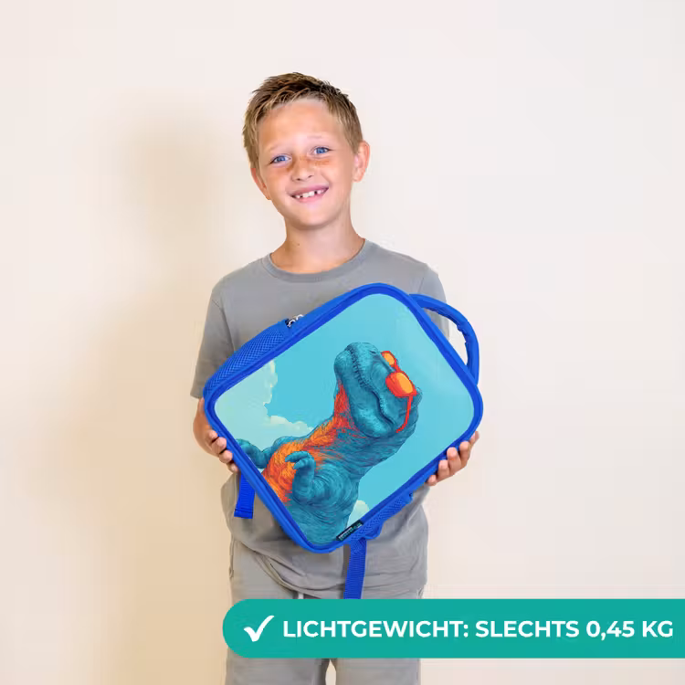 T-Rex - Blauw - Wolken - Zonnebril Kinderrugzak - Blauw middel -sfeer1_NL