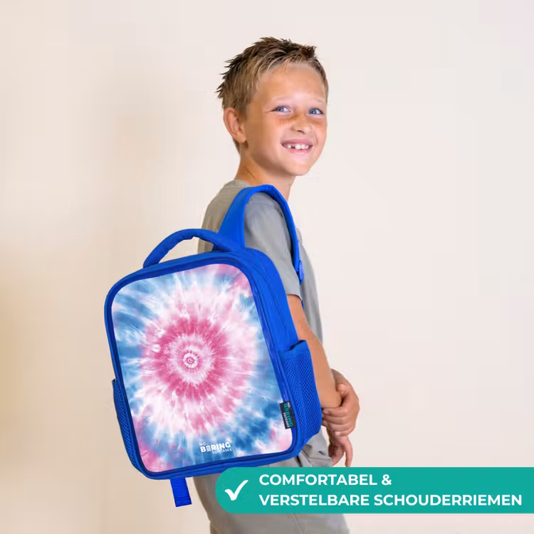 Tie dye - Abstract - Blauw - Roze Kinderrugzak - Blauw middel -sfeer3_NL