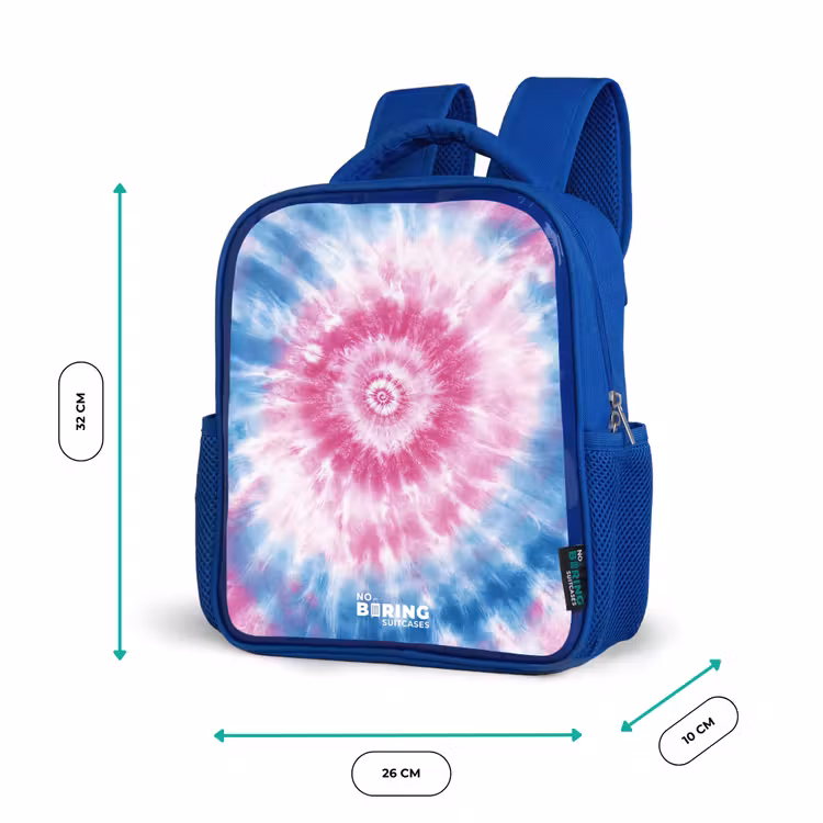 Tie dye - Abstract - Blauw - Roze Kinderrugzak - Blauw middel -productfoto_formaten