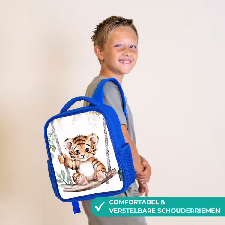 Tijger - Dier - Kinderen - Jungle Kinderrugzak - Blauw middel -sfeer3_NL