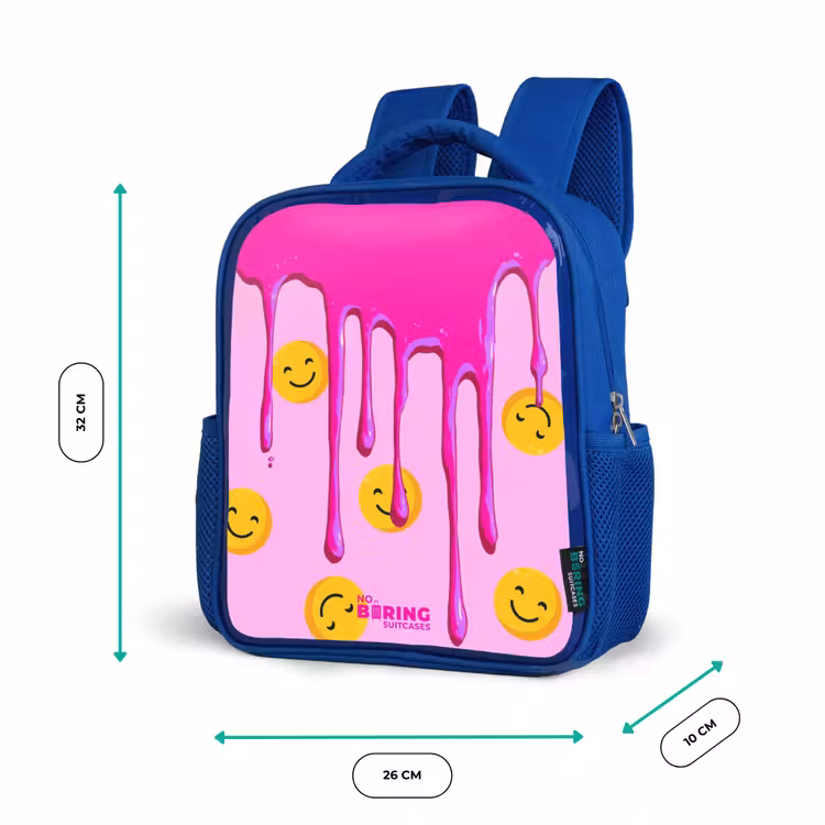 Verf - Smiley - Roze Kinderrugzak - Blauw middel -productfoto_formaten