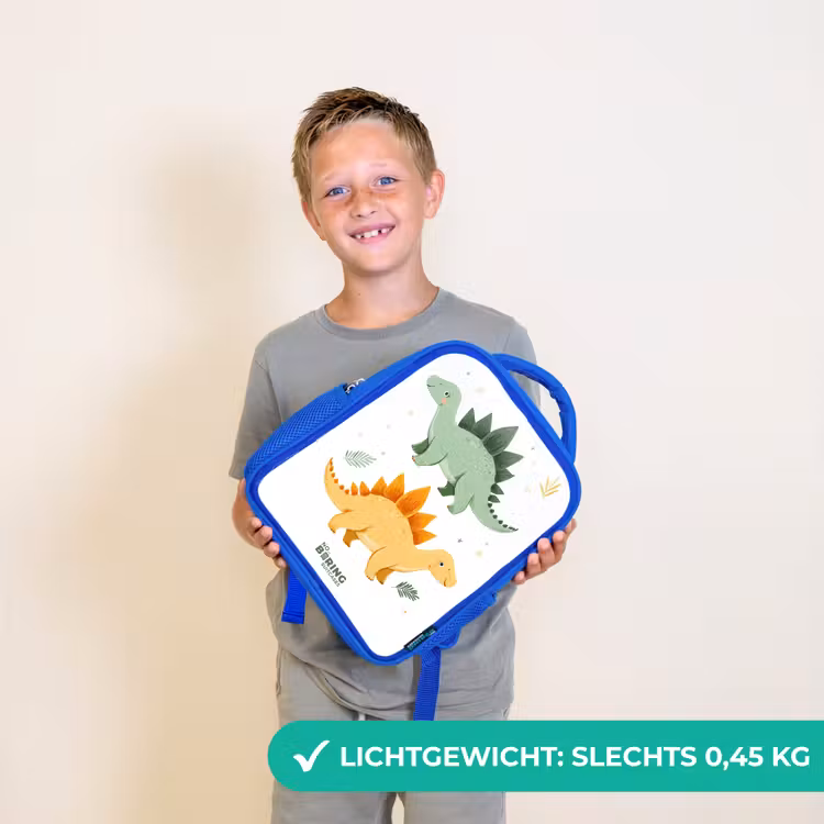 Vrolijke stegosaurusvrienden Kinderrugzak - Blauw middel -sfeer1_NL