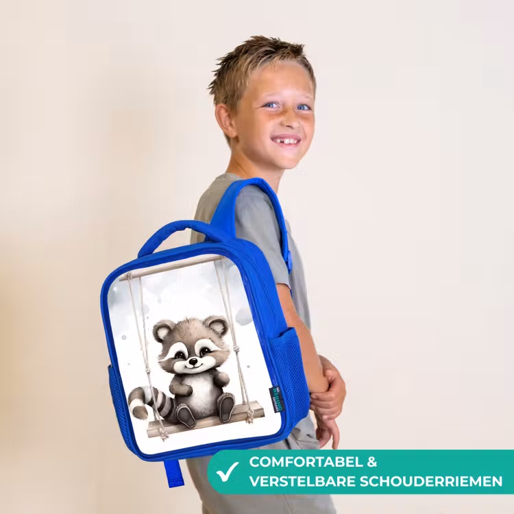 Wasbeer - Dier - Kinderen Kinderrugzak - Blauw middel -sfeer3_NL