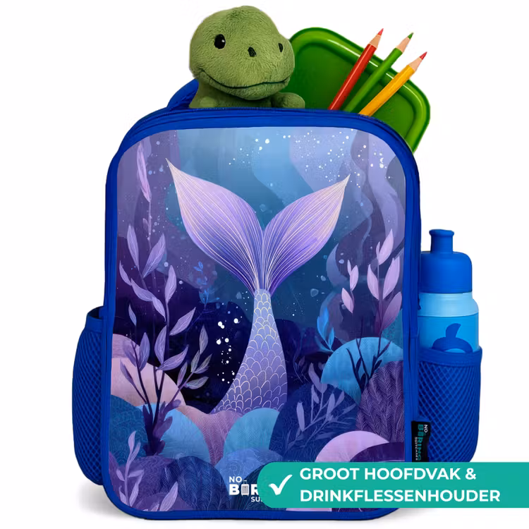 Zeemeermin - Onderwater - Paars - Blauw Kinderrugzak - Blauw middel -inhoud_NL