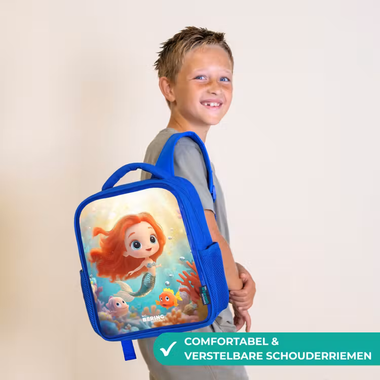 Zeemeermin - Vissen - Koraal Kinderrugzak - Blauw middel -sfeer3_NL