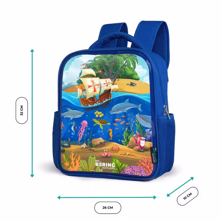 Zeilschip op de oceaan Kinderrugzak - Blauw middel -productfoto_formaten