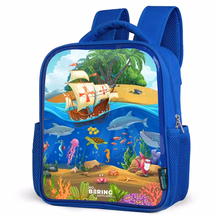 Zeilschip op de oceaan Kinderrugzak - Blauw middel -schuin