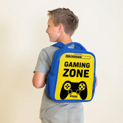 Zwart-geel met gaming zone Kinderrugzak - Blauw middel -sfeer2