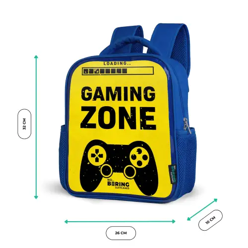 Zwart-geel met gaming zone Kinderrugzak - Blauw middel -productfoto_formaten