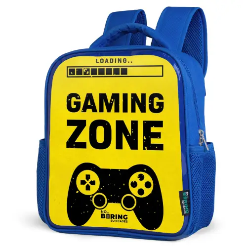 Zwart-geel met gaming zone Kinderrugzak - Blauw middel -schuin
