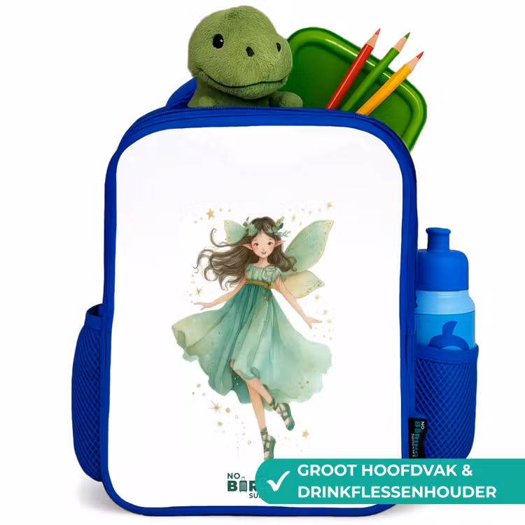 Zwevende groene elf Kinderrugzak - Blauw middel -inhoud_NL