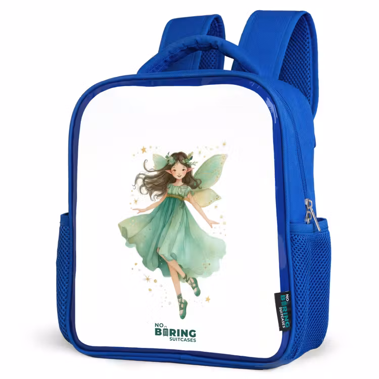 Zwevende groene elf Kinderrugzak - Blauw middel -schuin