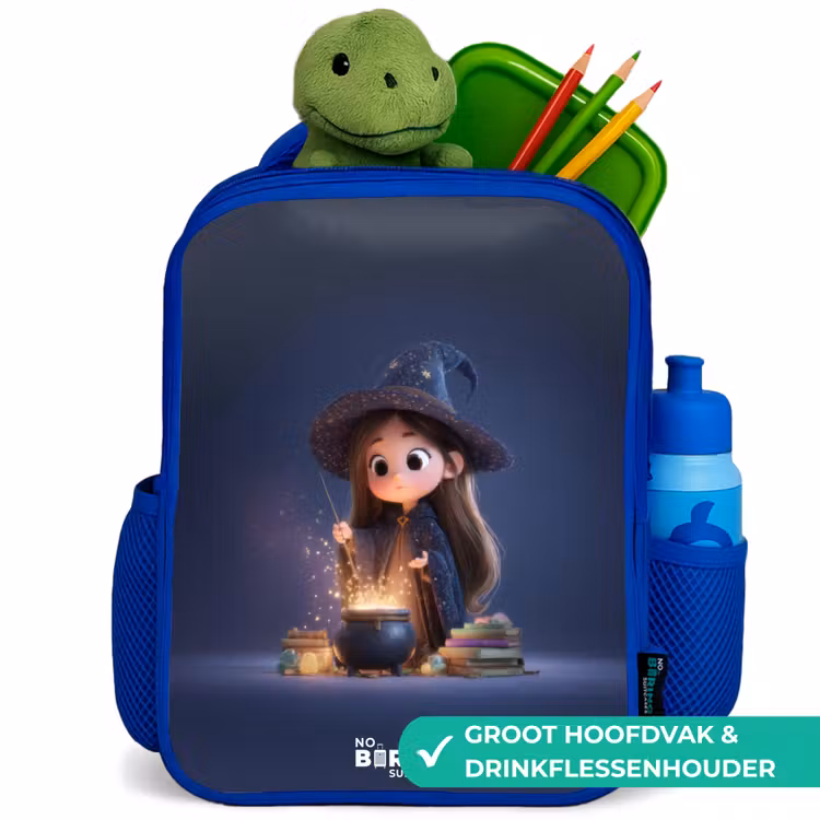 Betoverend meisje met ketel Kinderrugzak - Blauw middel -inhoud_NL